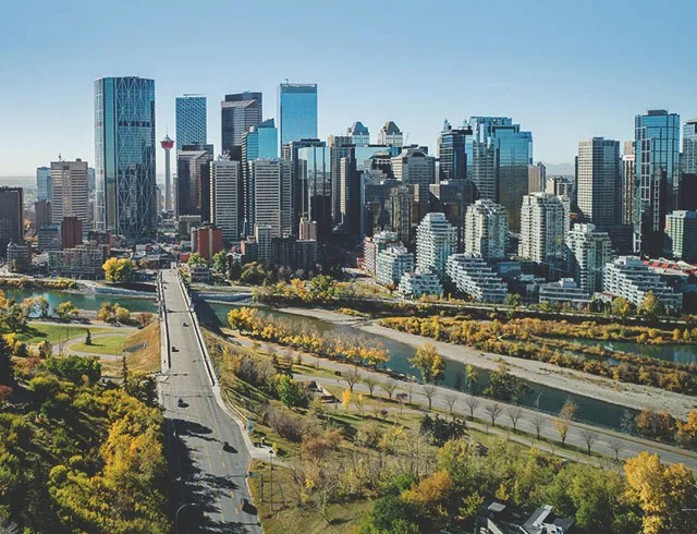 skyline of downtown Calgary during summer