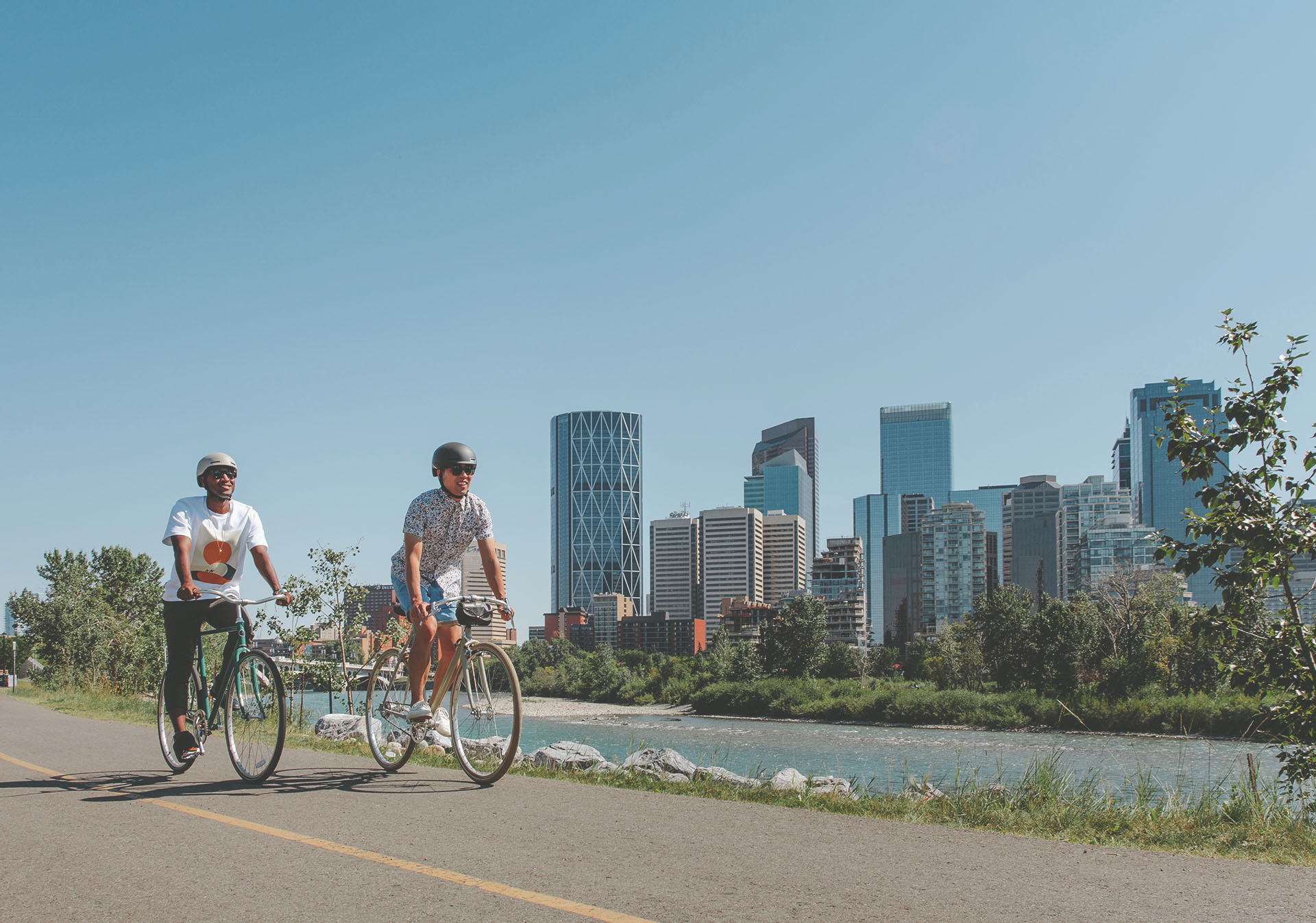 Biking the Bow River pathway