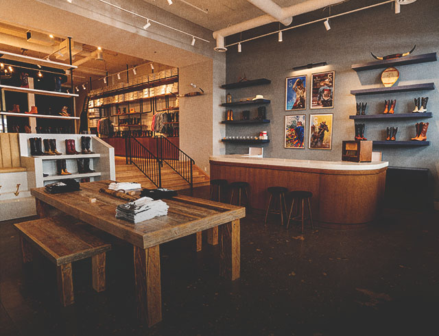 interior of Alberta Boot Company Outfitters Retail shop