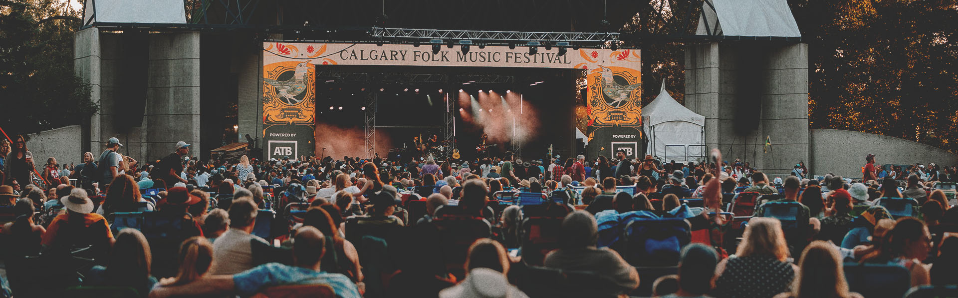 the crowd and stage at Calgary folk music festival