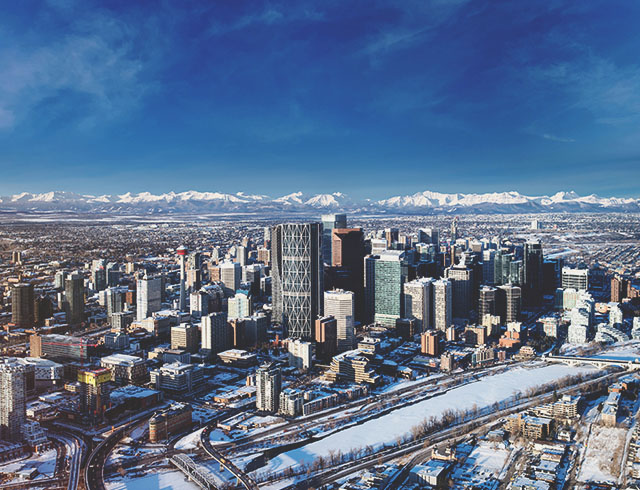 Calgary skyline in winter