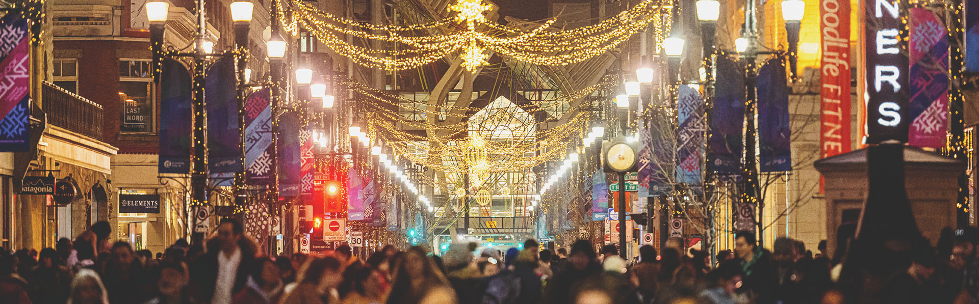 Festive vibe on Stephen Ave Walk in Calgary