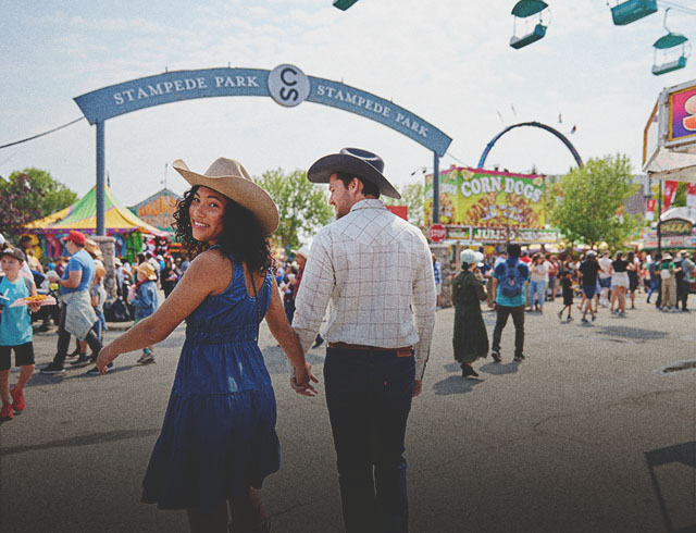 a couple enjoying Calgary Stampede