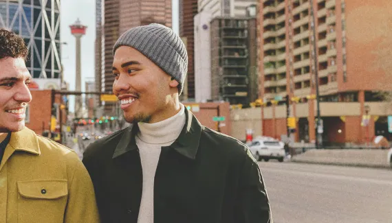 Couple exploring Calgary's Chinatown