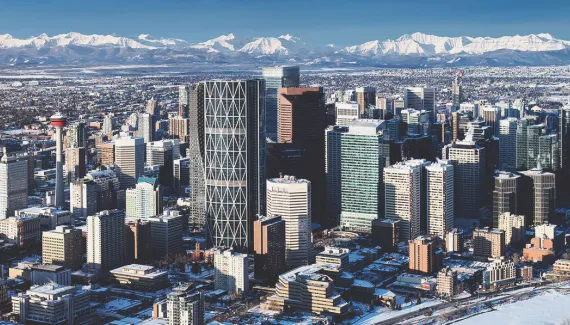 Calgary skyline in winter