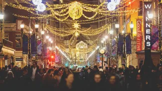 Festive vibe on Stephen Ave Walk in Calgary