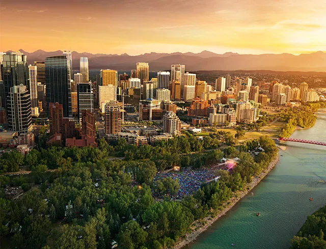 Calgary Skyline during Folk Fest