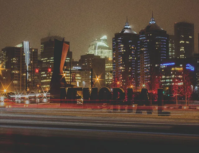 Overlooking Poppy Plaza and downtown Calgary from Memorial Drive