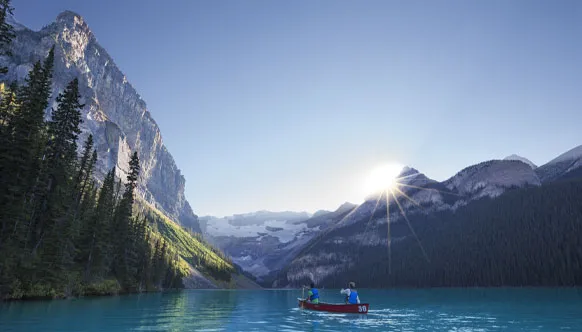 Canoeing on Lake Louise near Calgary