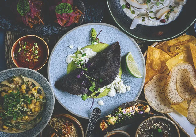 dinner spread at Milpa