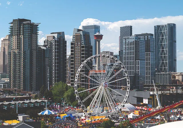 Calgary Stampede Grounds with downtown Calgary in the near background