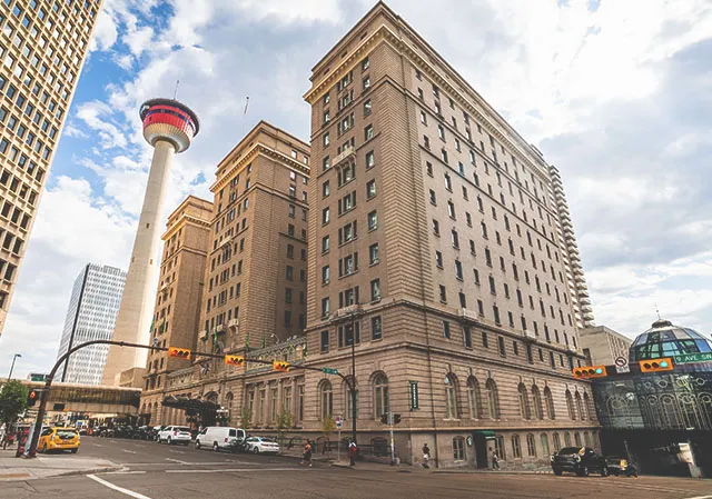 exterior of the Fairmont Palliser Hotel in downtown Calgary