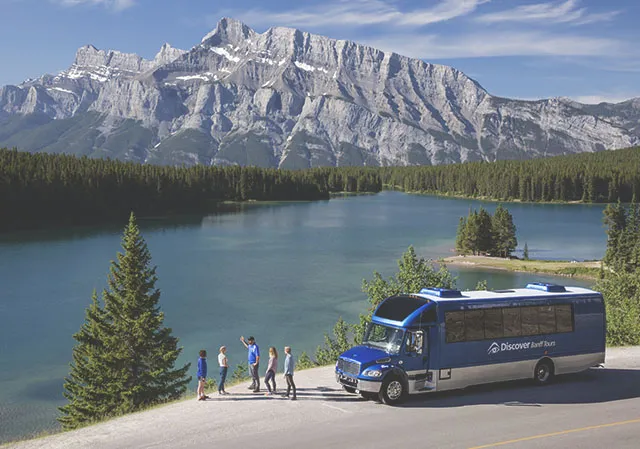 group on a tour with Discover Banff Tours