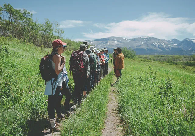 group on a walking tour in Waterton Lakes National Park