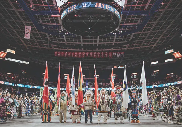 The Calgary Stampede Powwow inside the Scotiabank Saddledome.