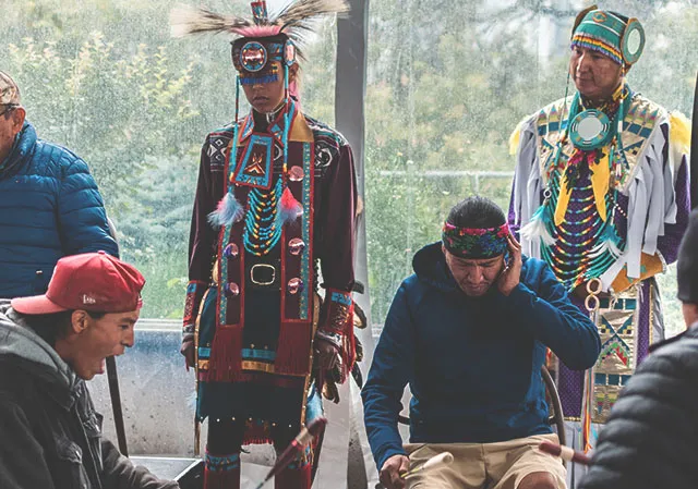 Indigenous drumming at the Deane House