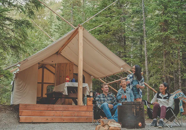 Families love the trapper’s tents at Sundance By Basecamp